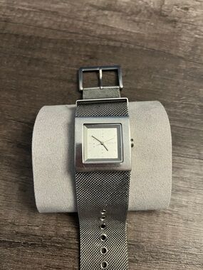 DKNY Silver Square-Face Mesh Bracelet Watch